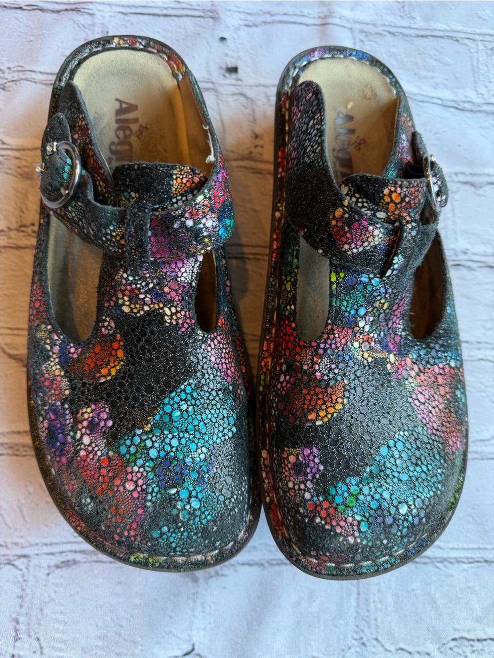 Alegria By DG Lite Shoes Colorful Sparkle Clogs Mules Slide On Size 38 Mary Jane